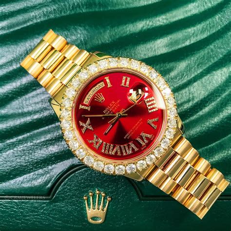 rolex diamond watch red face|vintage red face rolex.